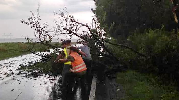 Н-09: huge thunderstorms caused trees to collapse onto the road